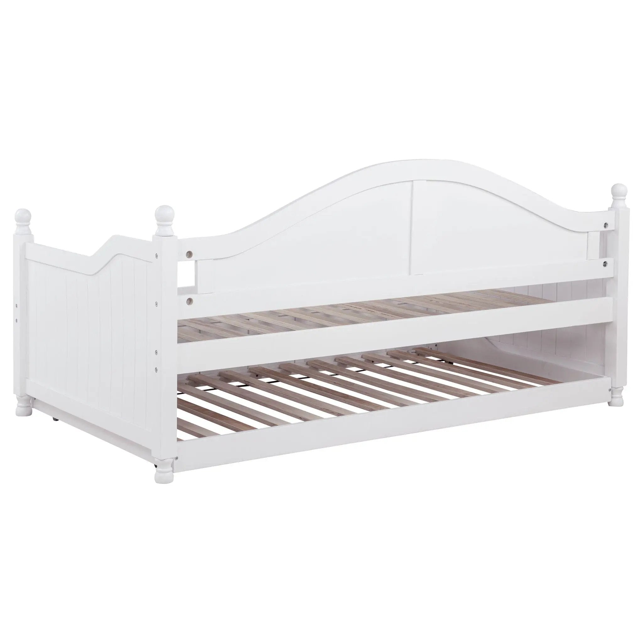Twin Daybed With Trundle Storage Bed - White