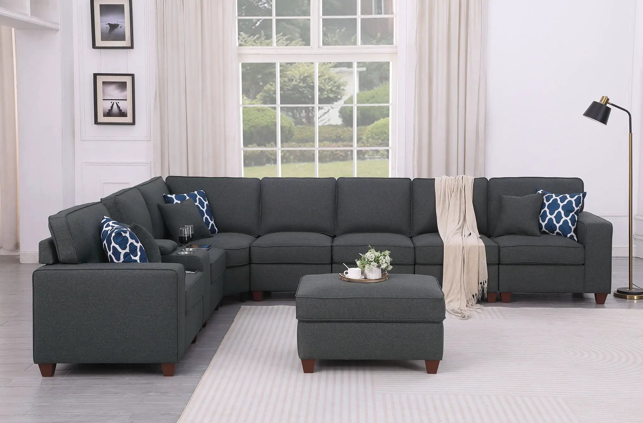 Hannah - Sectional Sofa With Ottoman - Dark Gray by Unique Piece Furniture