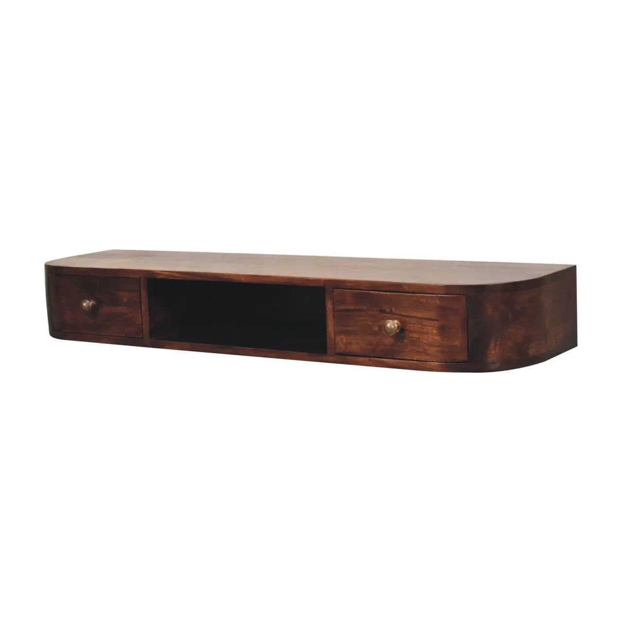 Lunar - Floating Console With 2 Drawer - Chestnut by HouseOfZazla
