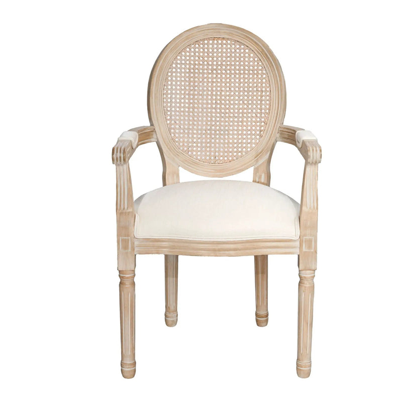 French Vintage Upholstered Fabric Dining Armchair (Set of 2) - Beige by HouseOfZazla