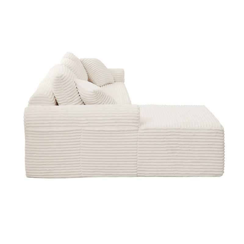 Modular Sectional With Arched Armrests, Includes 3 Back Cushions & 2 Throw Pillows by HouseOfZazla