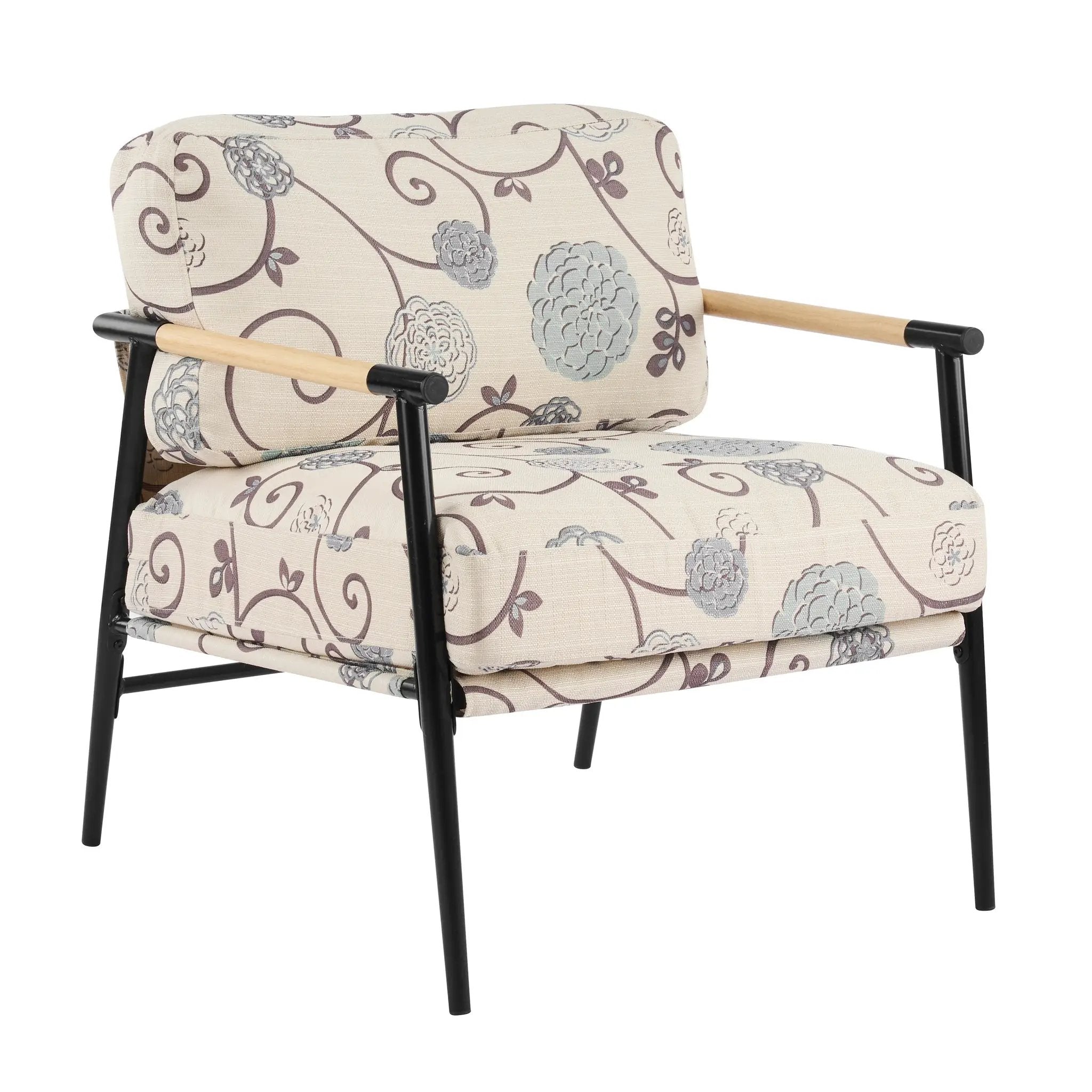 27.56" Modern Accent Chair with Plush Cushions and Wooden Armrests by HouseOfZazla