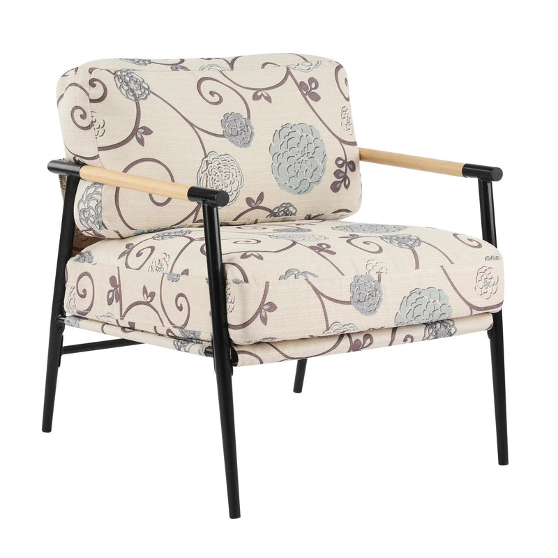 27.56" Modern Accent Chair with Plush Cushions and Wooden Armrests by HouseOfZazla