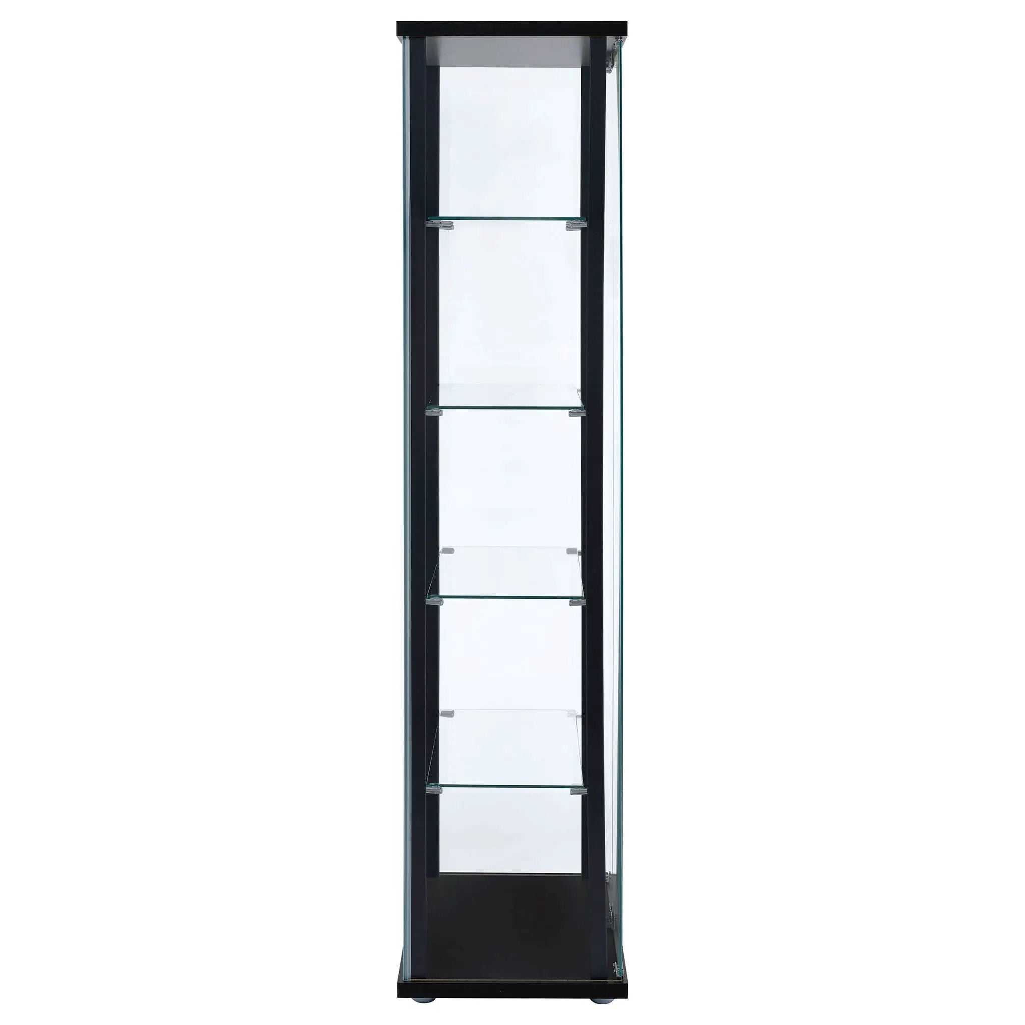 Delphinium 4-Shelf Clear Glass Curio Display Cabinet Black by Unique Piece Furniture