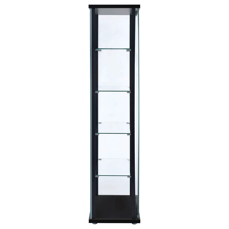 Delphinium 4-Shelf Clear Glass Curio Display Cabinet Black by Unique Piece Furniture