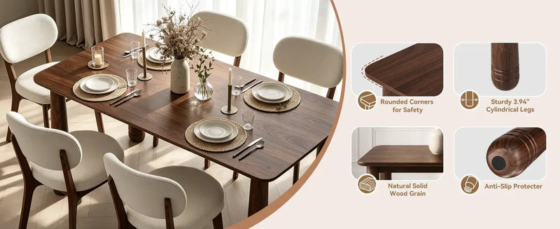 63" Solid Wood Dining Table Set with 4 Upholstered Chairs by HouseOfZazla