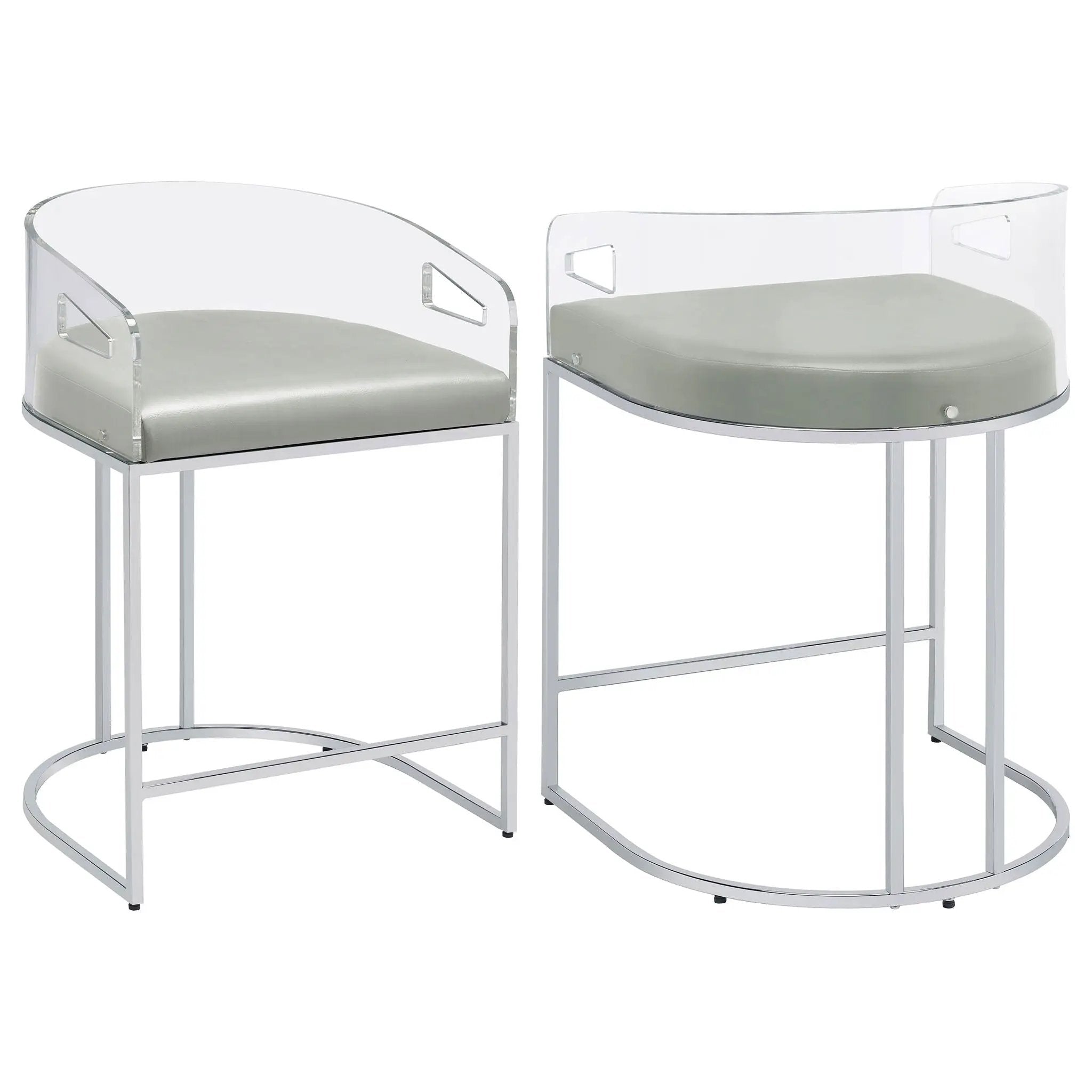 Thermosolis Clear Acrylic Counter Chair Chrome (Set of 2) by Unique Piece Furniture