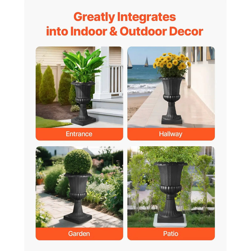 Plastic Urn Planters, 15.8 x 26.4 Inch, 2 Pack by HouseOfZazla