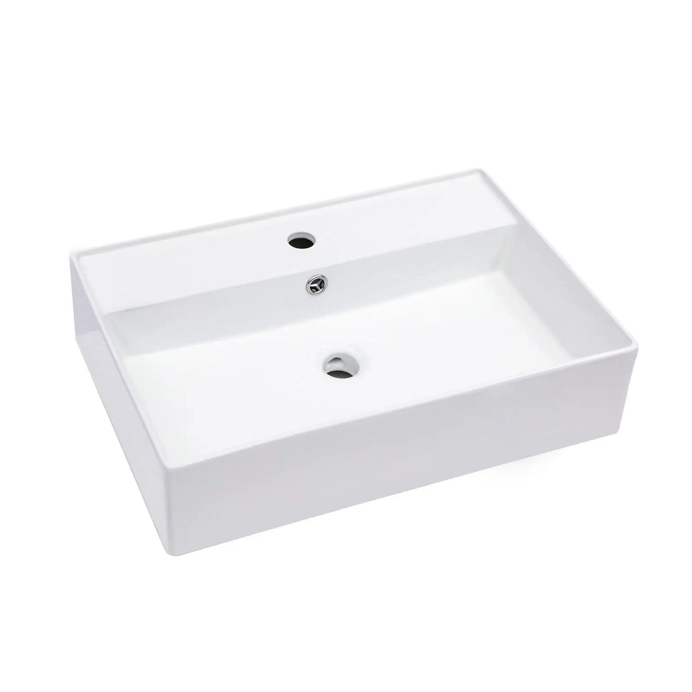 Modern Ceramic Rectangular Wall Mounted Bathroom Sink With Faucet Hole & Overflow by HouseOfZazla