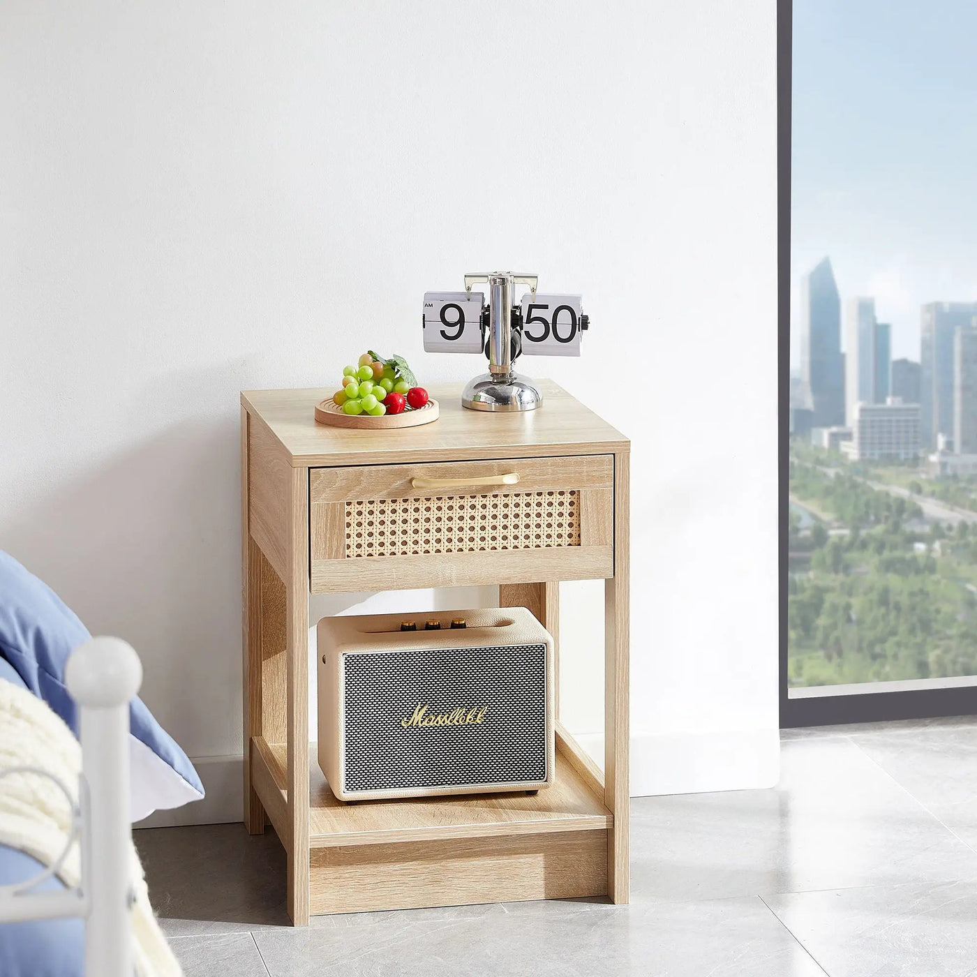 15.75" Rattan End Table With Drawer, Modern Nightstand, Side Table For Living Room, Bedroom by Unique Piece Furniture