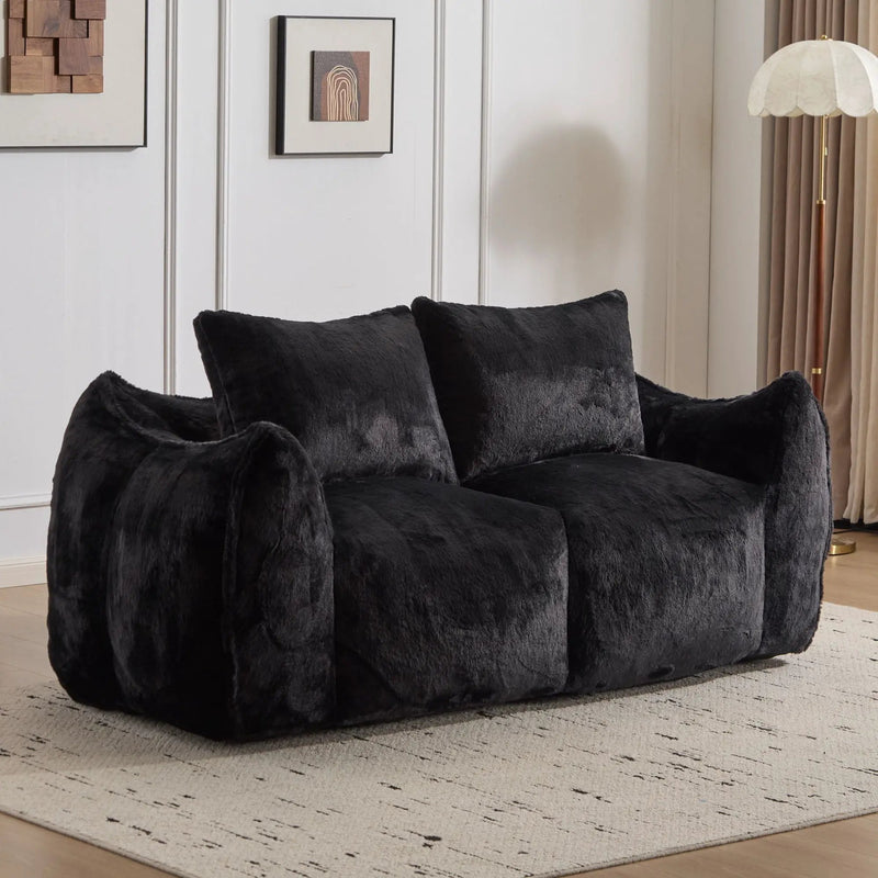 Giant Bean Bag Couch, Ultra Soft Fluffy Loveseat For Living Room by HouseOfZazla