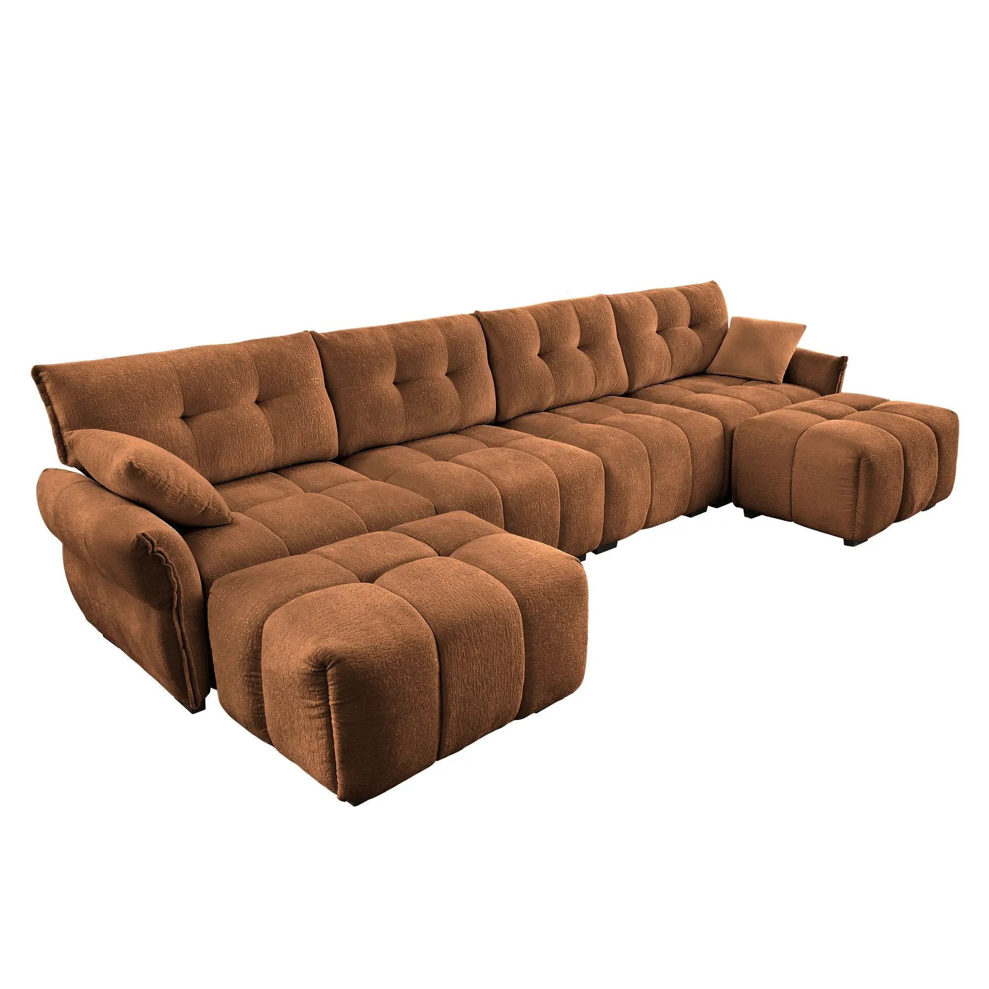 Sofa Set With Ottoman And Pillows, Textured, High Resilience Cushions by Unique Piece Furniture
