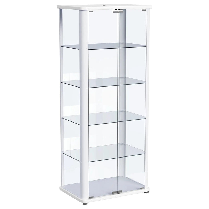 Aero 5-shelf Display Curio Cabinet with LED Lighting White by Unique Piece Furniture