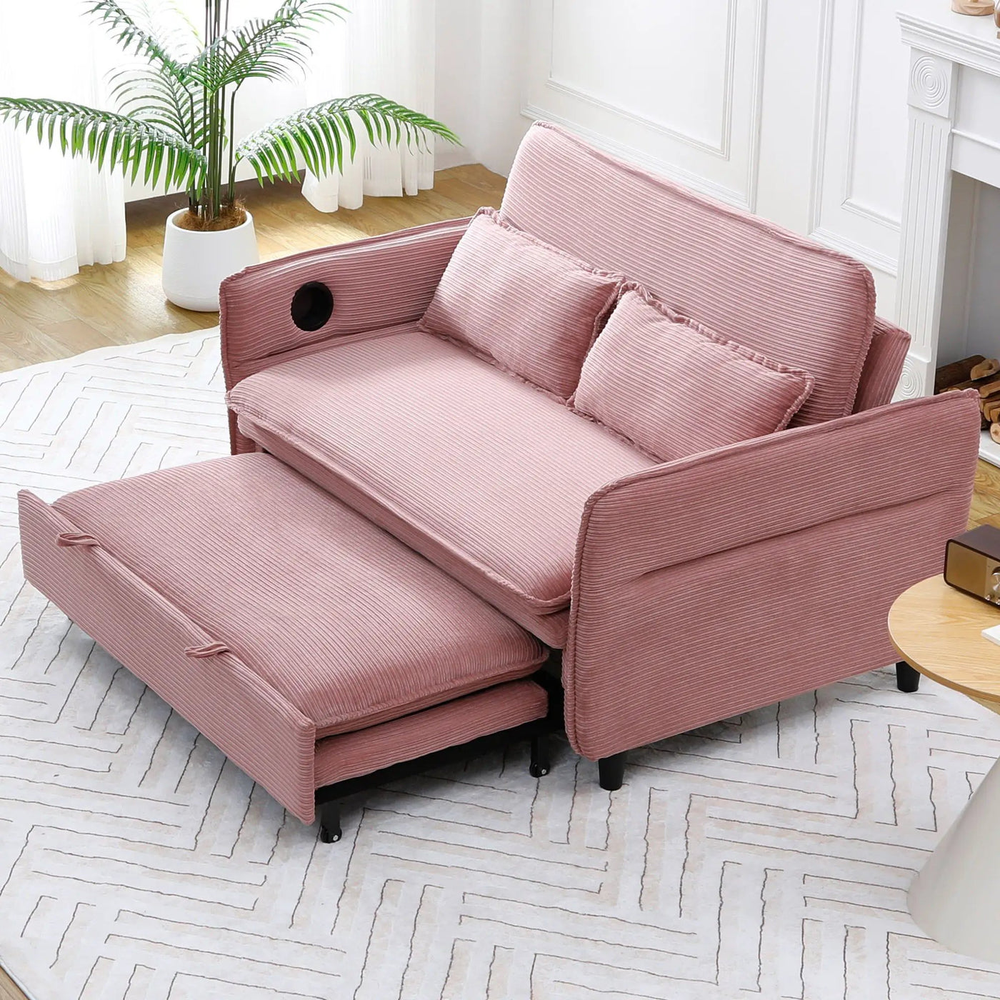 Modern Fabric Multi-Functional Sofa Bed With Adjustable Armrests And Backrests by Unique Piece Furniture