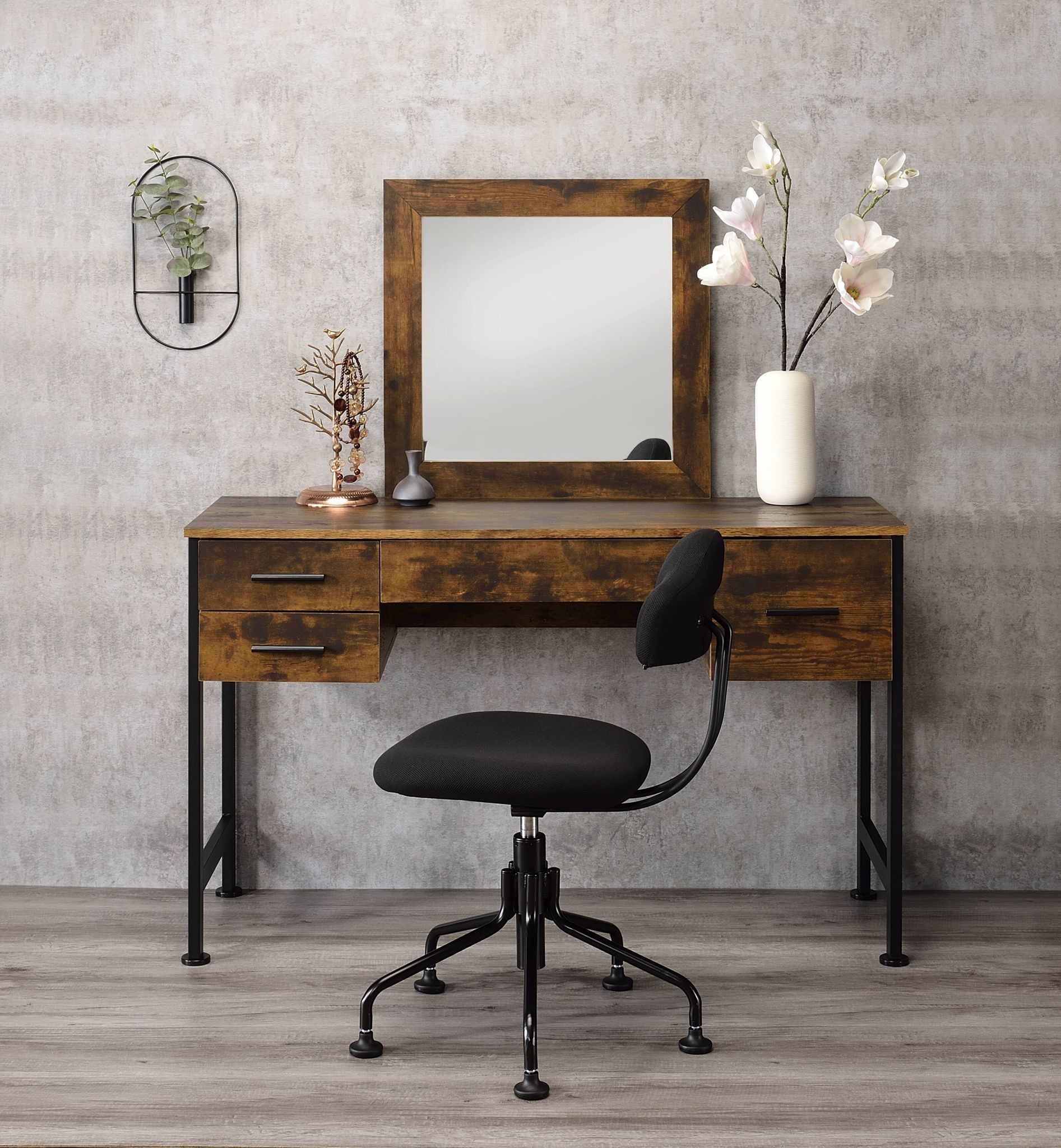Juvanth Rustic Vanity Desk Mirror - Oak by HouseOfZazla
