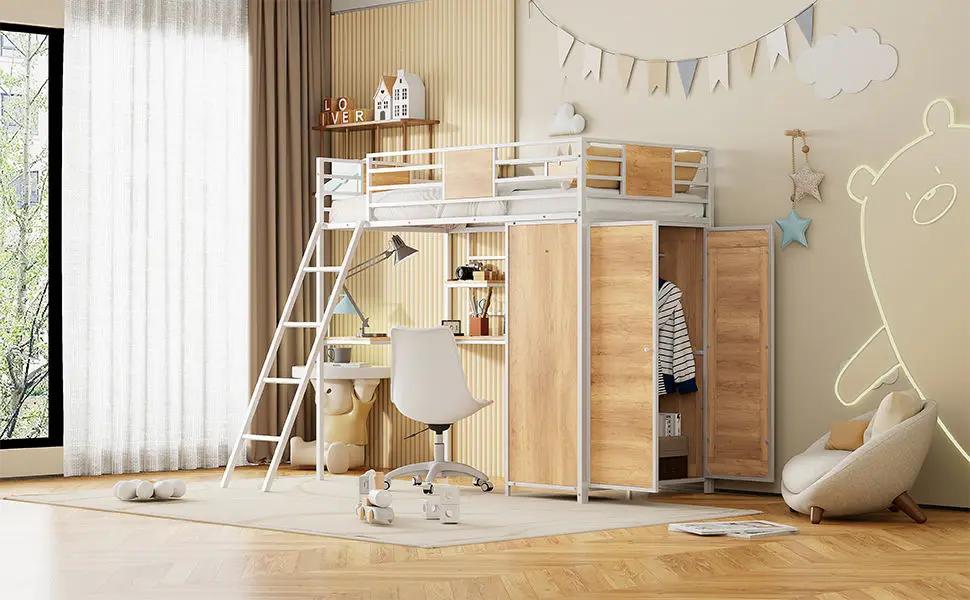 Loft Bed With L Shape Desk And Wardrobe by HouseOfZazla