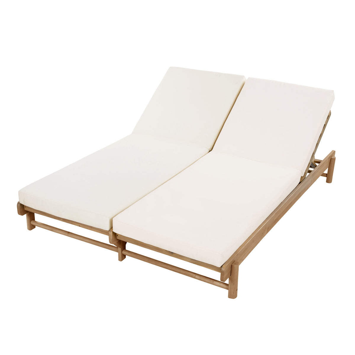 Light Teak Acacia Wood Double Chaise Lounger Set, photo 6 of 10