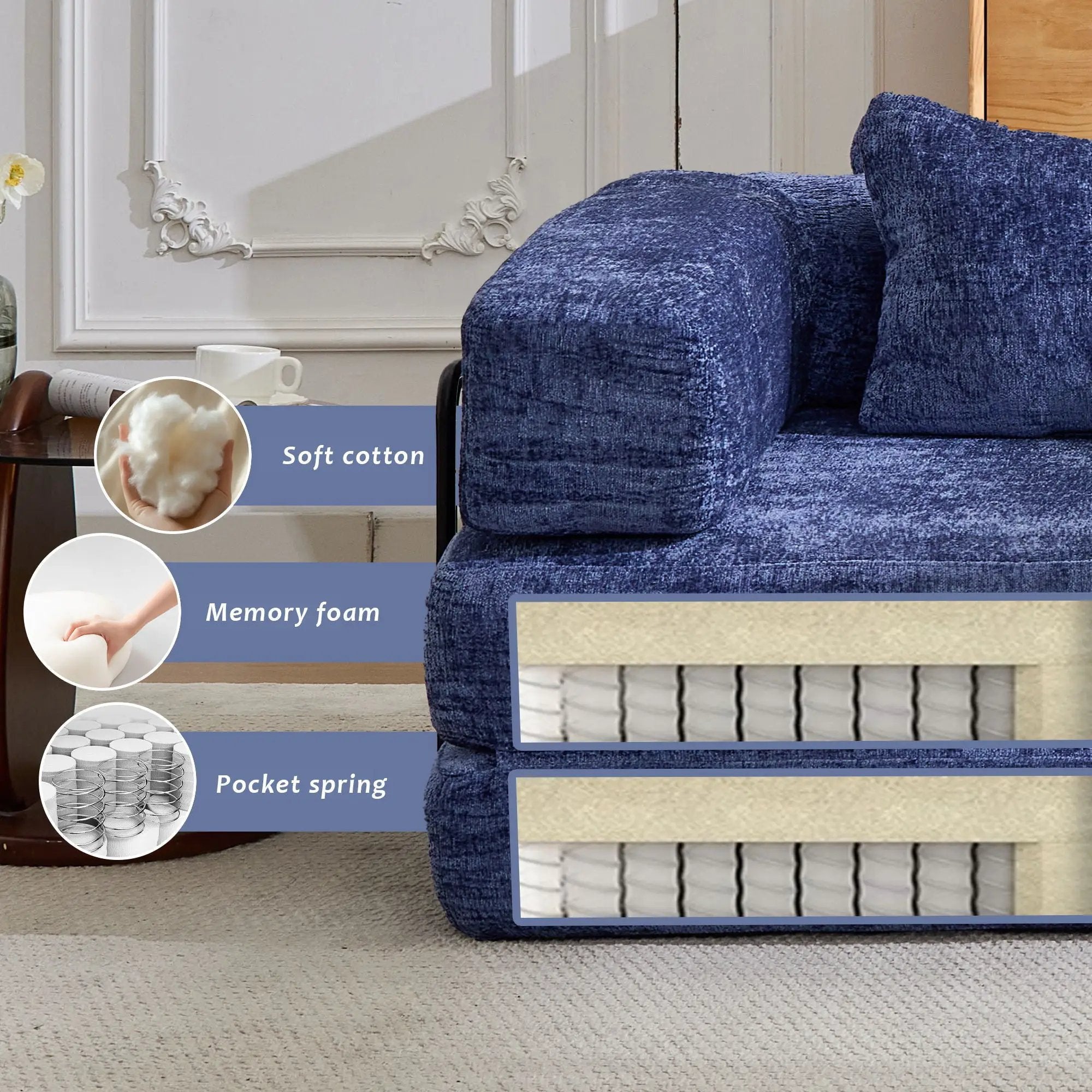 Convertible Floor Sofa Bed, Boneless Modular Sectional Sofa For Living Room by Unique Piece Furniture