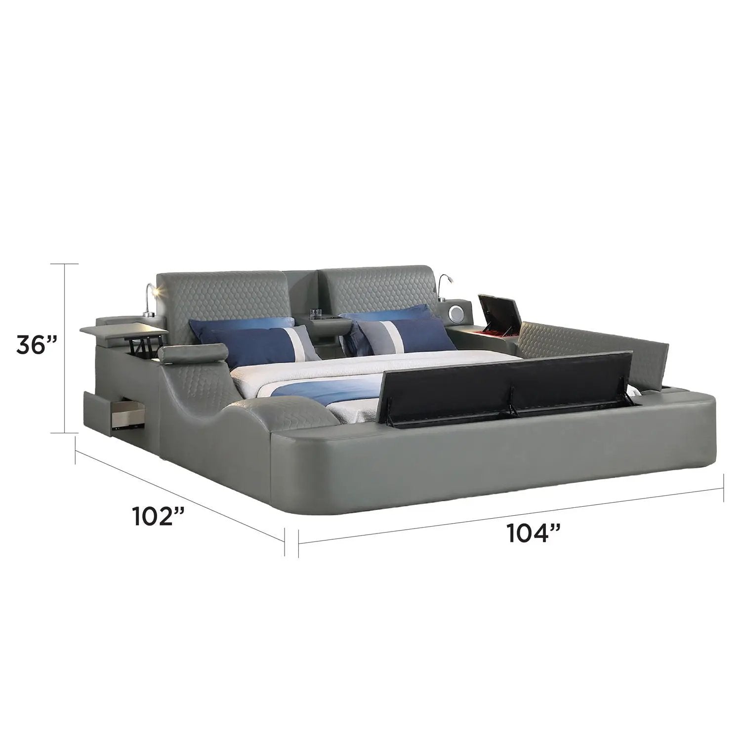 Zoya - Smart Multifunctional Bed, Built In Bluetooth Speakers, USB Charging by HouseOfZazla