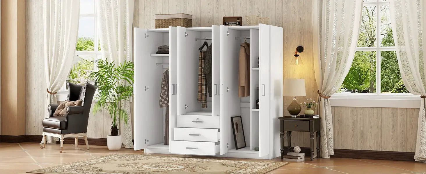 6 Doors Wardrobe Storage For Bedroom, With Big Drawers by HouseOfZazla