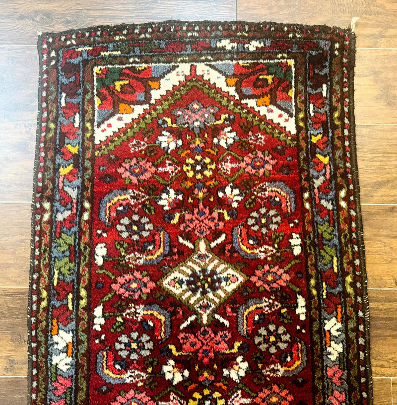 Small Red Persian Tribal Rug 2.6 x 4, Wool Rug, Persian Hamadan Rug by Jewel Rugs