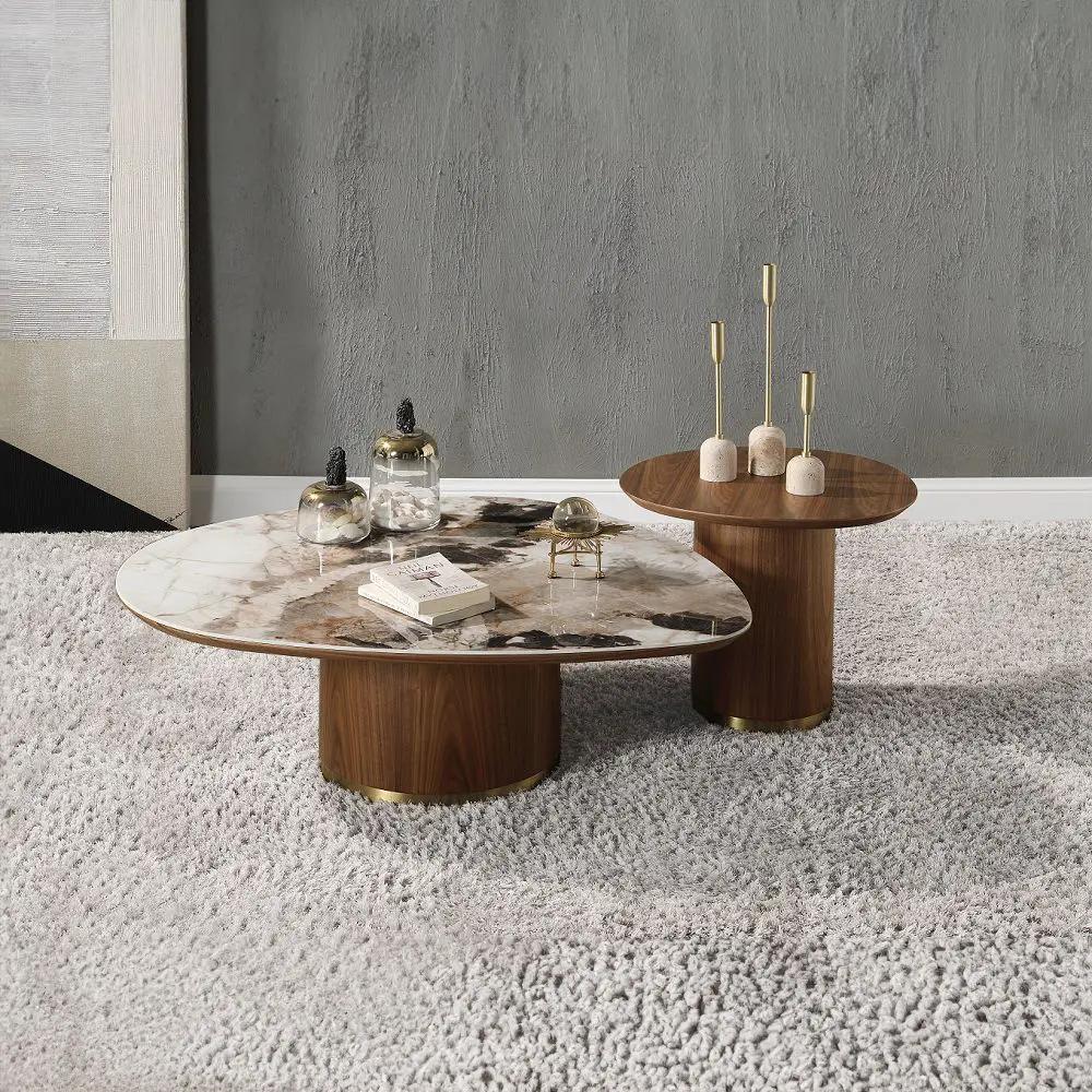 Willene - Coffee Table With Ceramic Top - Ceramic Top & Walnut by Unique Piece Furniture