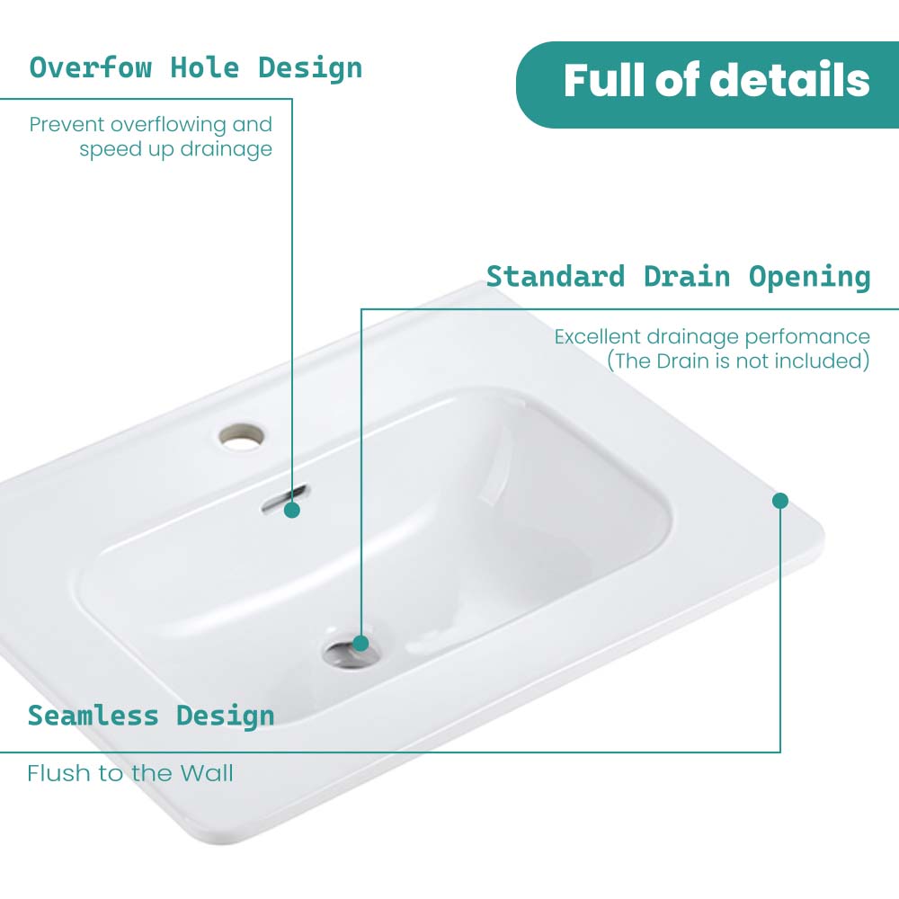 Glossy White Ceramic Integrated Sink by HouseOfZazla