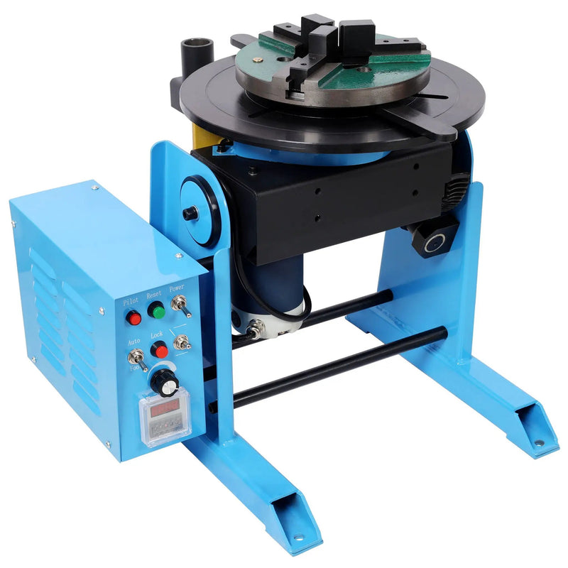 Heavy Duty Rotary Welding Positioner Turntable Table With Manual Tilt And 3 Jaw Lathe Chuck - Blue by HouseOfZazla