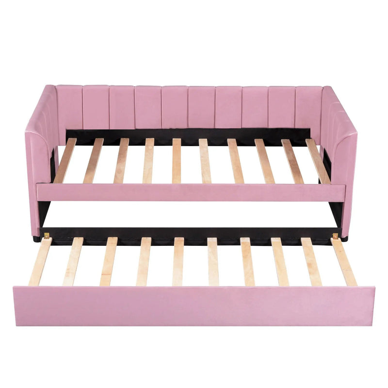 Upholstered Daybed With Ergonomic Design Backrest by HouseOfZazla