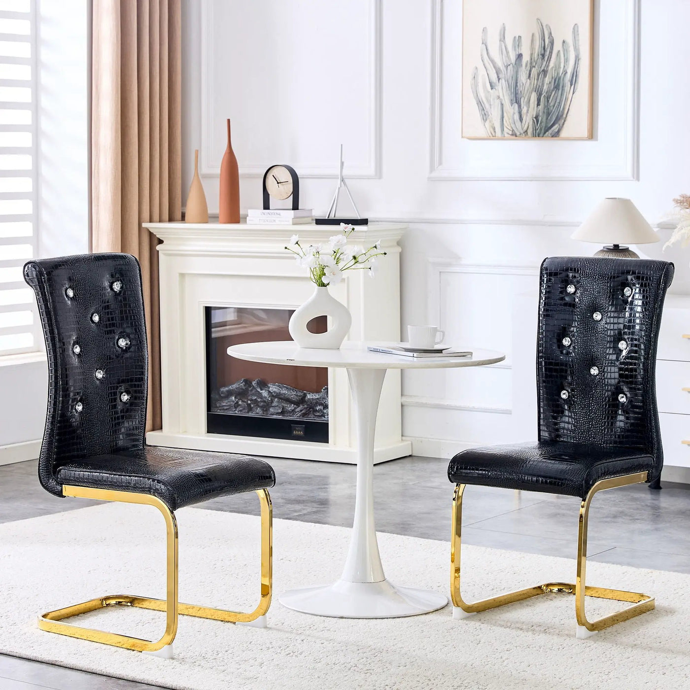 Elegant Design Alligator Skin Upholstered Dining Chairs by Unique Piece Furniture