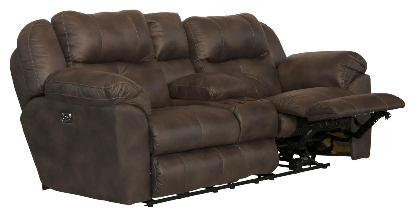 Ferrington - Power Lay Flat Reclining Console Loveseat with Power Adjustable Headrest & Lumbar by Unique Piece Furniture