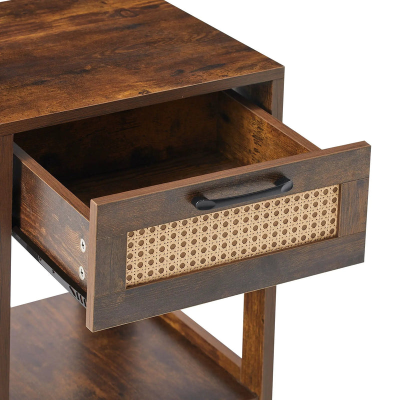 15.75" Rattan End Table With Drawer, Modern Nightstand, Side Table For Living Room, Bedroom by HouseOfZazla