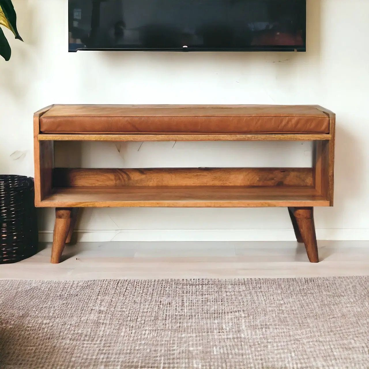 Solid Wood Bench With Upholstered Sea by Unique Piece Furniture