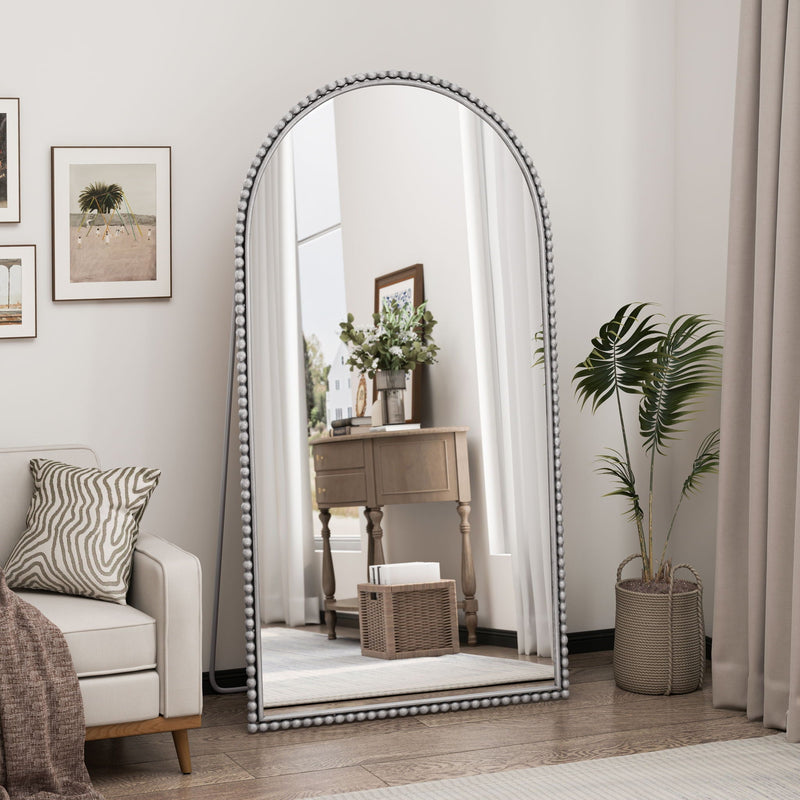 Arch Retro Full Length Mirror With Supporting Feet - Silver by HouseOfZazla