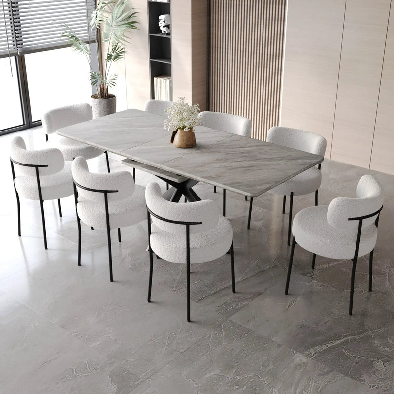 Extendable Dining Table Set With Curved Backrest Upholstered Chairs by Unique Piece Furniture