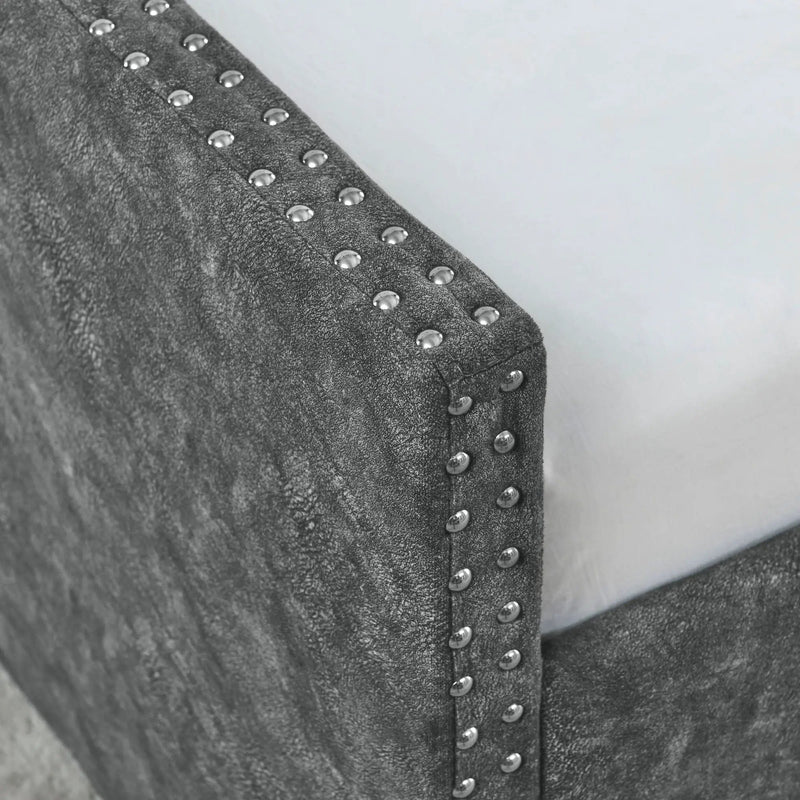 Upholstered Tufted Daybed With 2 Drawers, Waved Arms