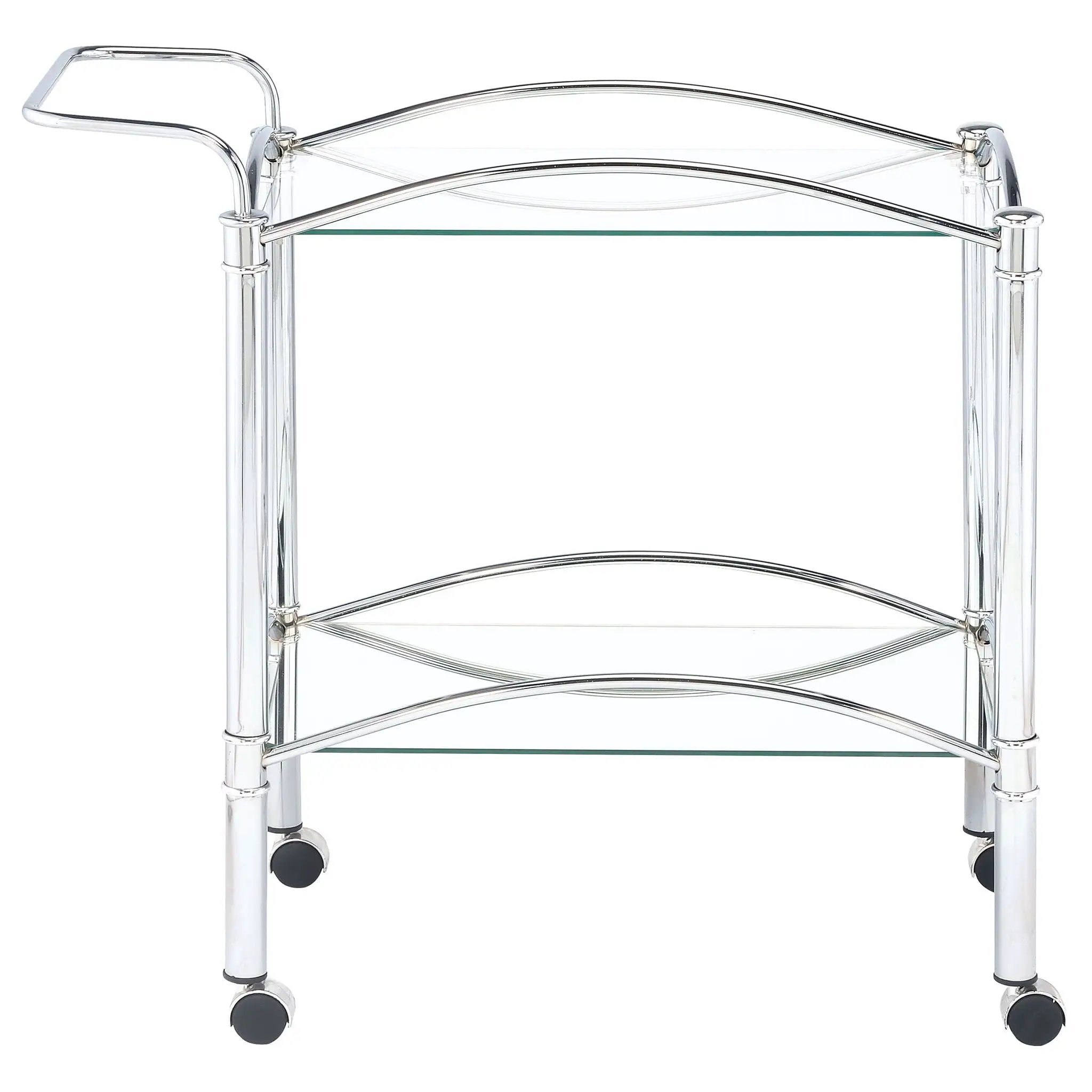 Shadix 2-tier Rectangular Glass Shelf Metal Bar Cart Chrome by Unique Piece Furniture