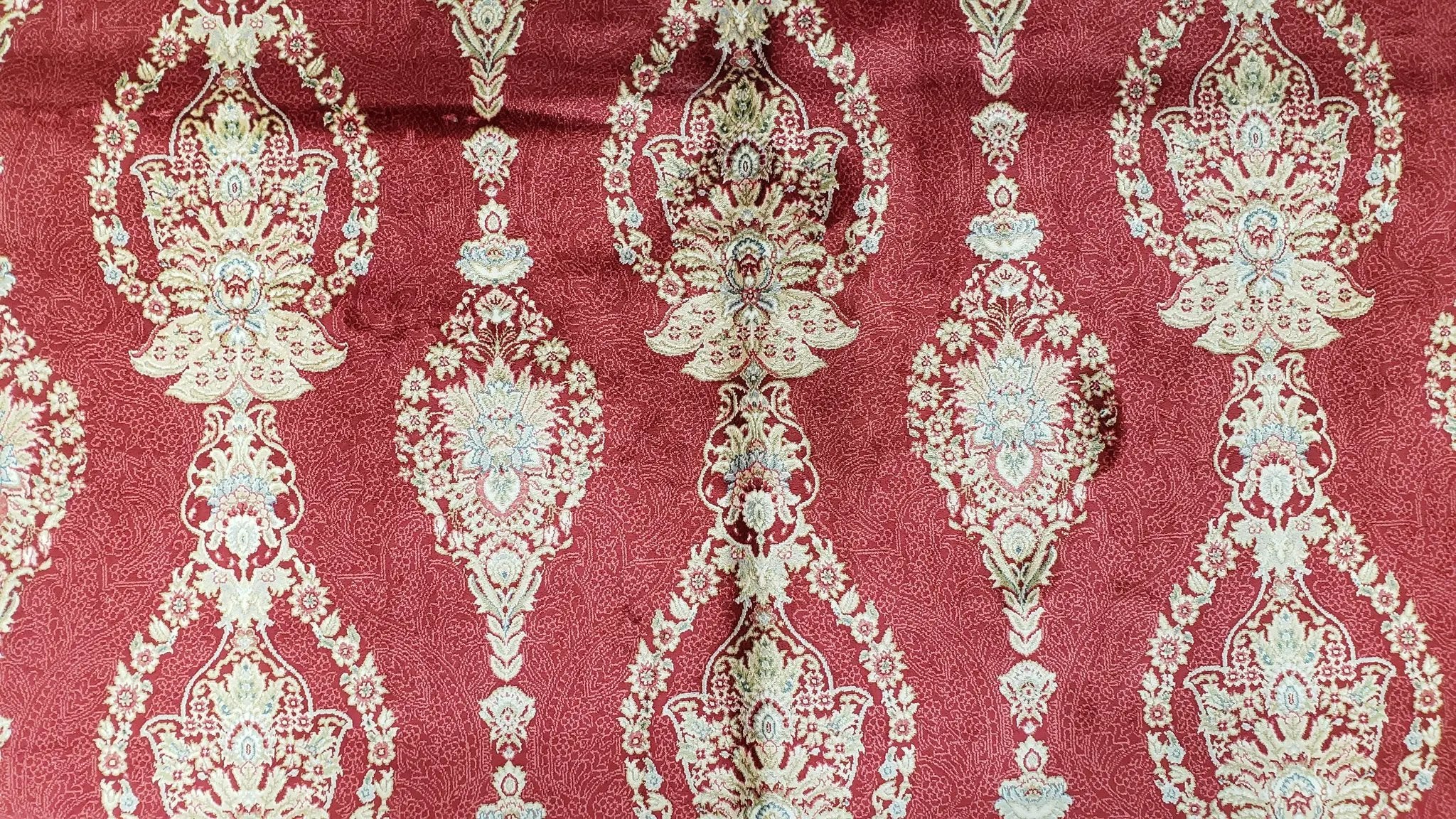 Dark Red Silk Carpet 5.3 x 7.6 ft, 5x8 Silk Rug, New Turkish Silk Carpet, Mint Condition, Beige & Red Area Rug, Bamboo Silk, High Quality by Jewel Rugs