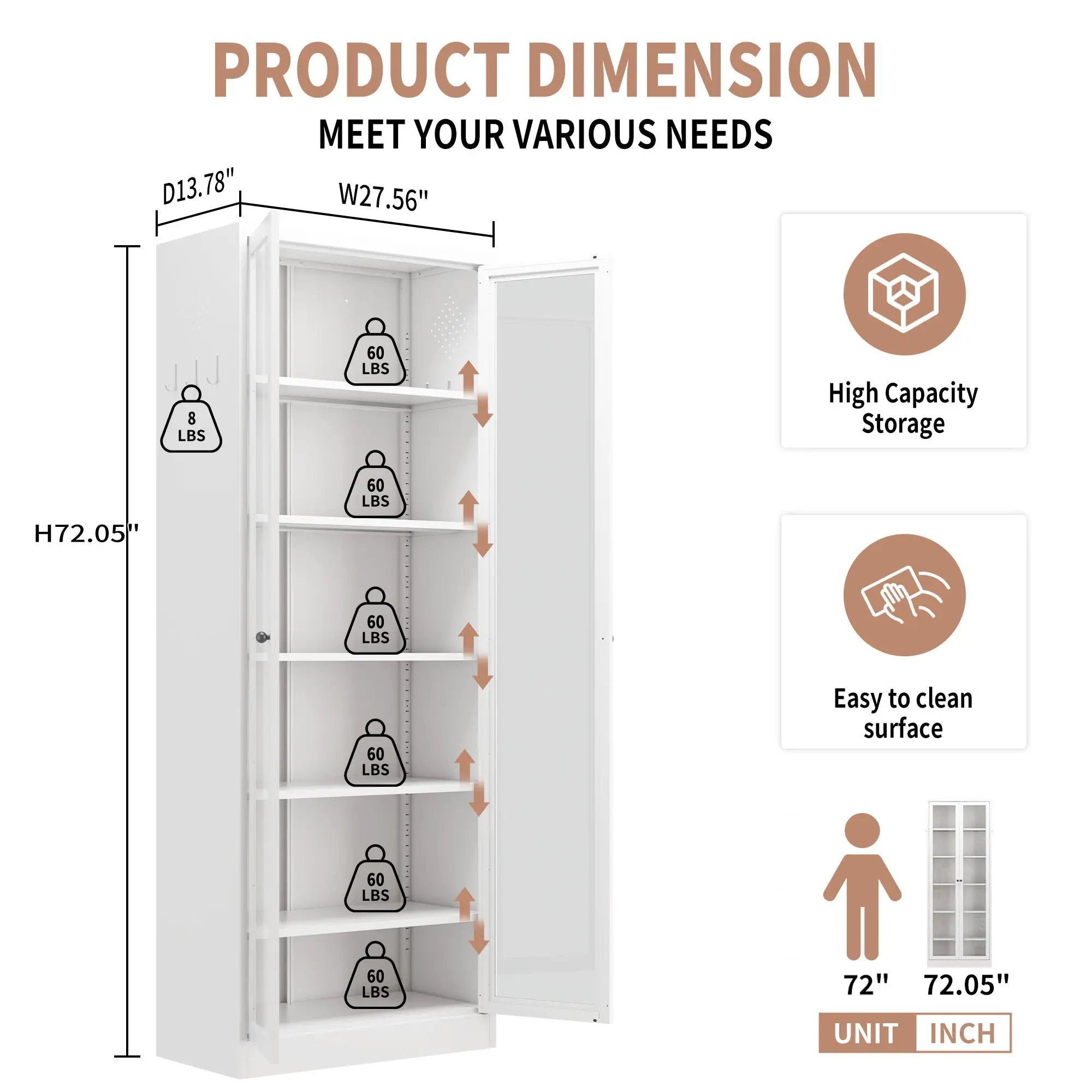 Industrial Metal Kitchen Pantry Cabinet With Adjustable Shelves - White by HouseOfZazla