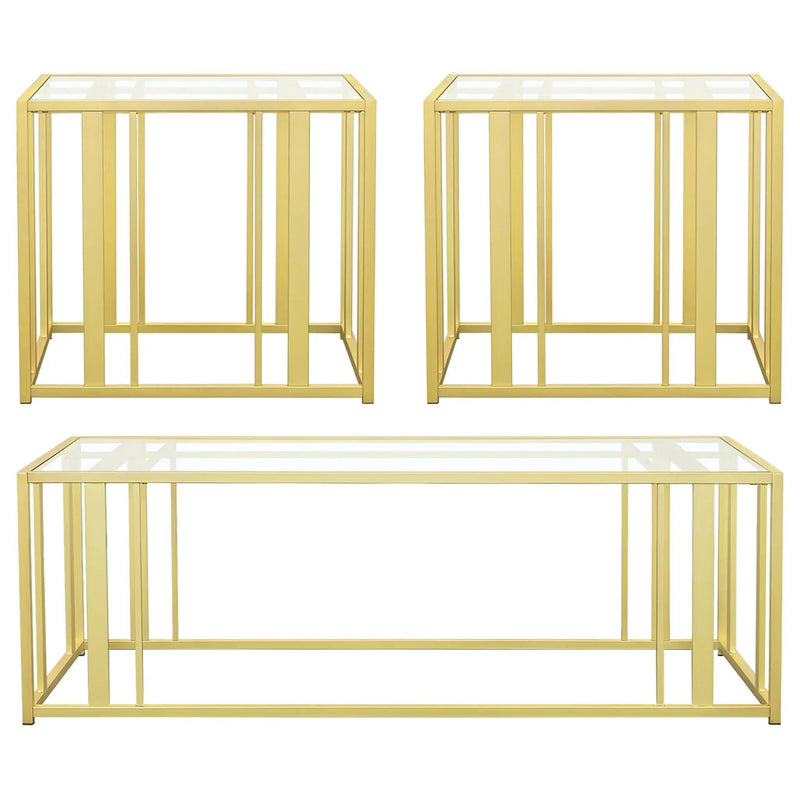 Adri 3-piece Coffee and End Table Set Matte Brass by Unique Piece Furniture