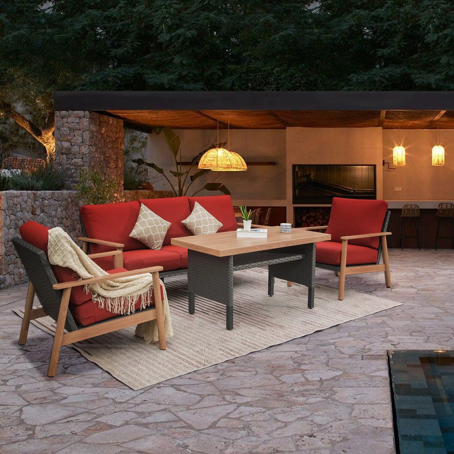 Outdoor Wicker Patio Furniture Sets 4 Pieces by HouseOfZazla