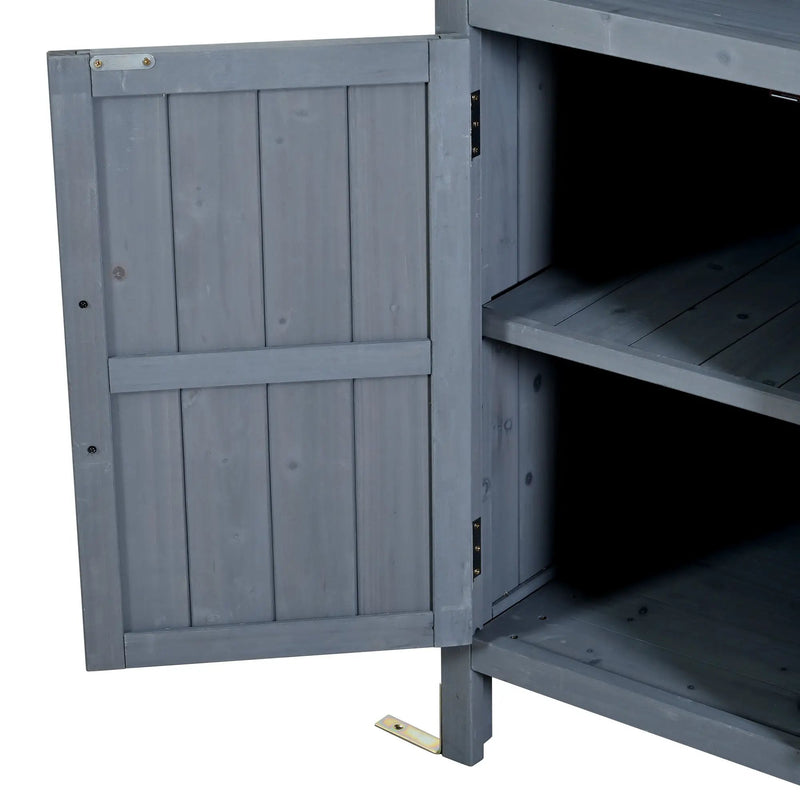 TOPMAX Large Fir Wood Potting Bench with Hutch and Storage