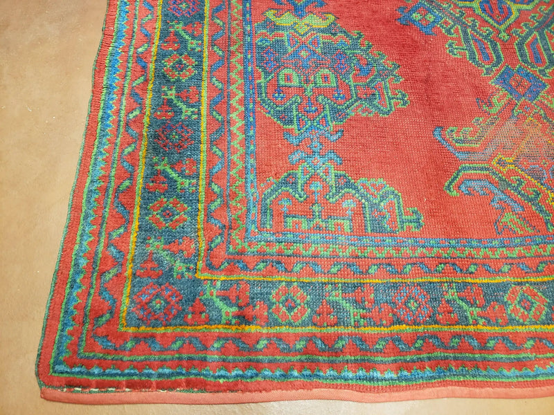 7x11 Turkish Oushak Rug, Vintage Red & Blue Oriental Carpet, Hand Knotted Wool Area Rug 7 x 11, Turkish Sparta Rug, Antique Turkish Rug Nice by Jewel Rugs
