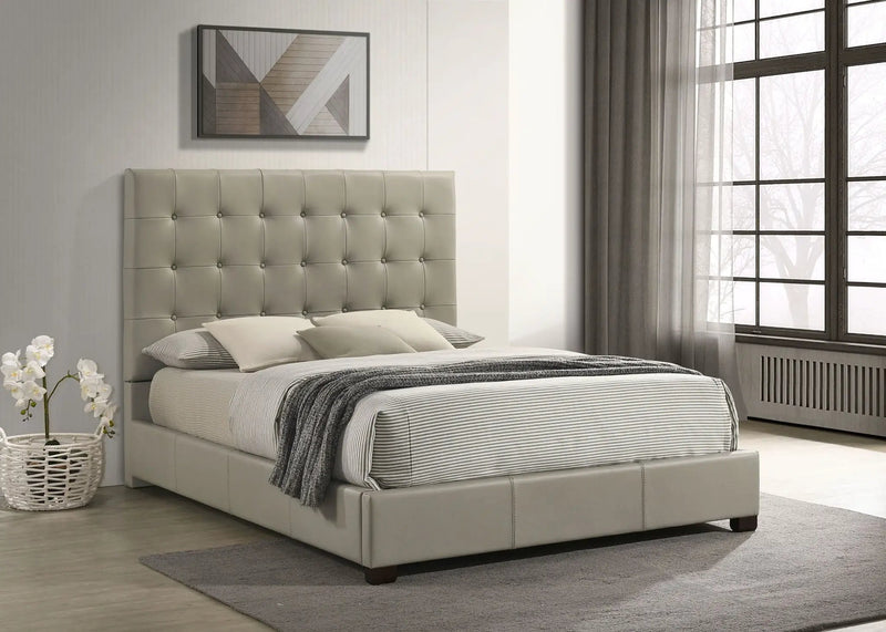 Medley Genuine Leather Queen Panel Platform Bed Tan by Unique Piece Furniture