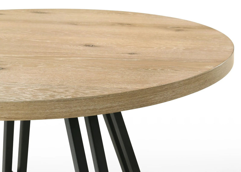 Tate - Round Dining Table With Metal Base - Oak Finish by Unique Piece Furniture
