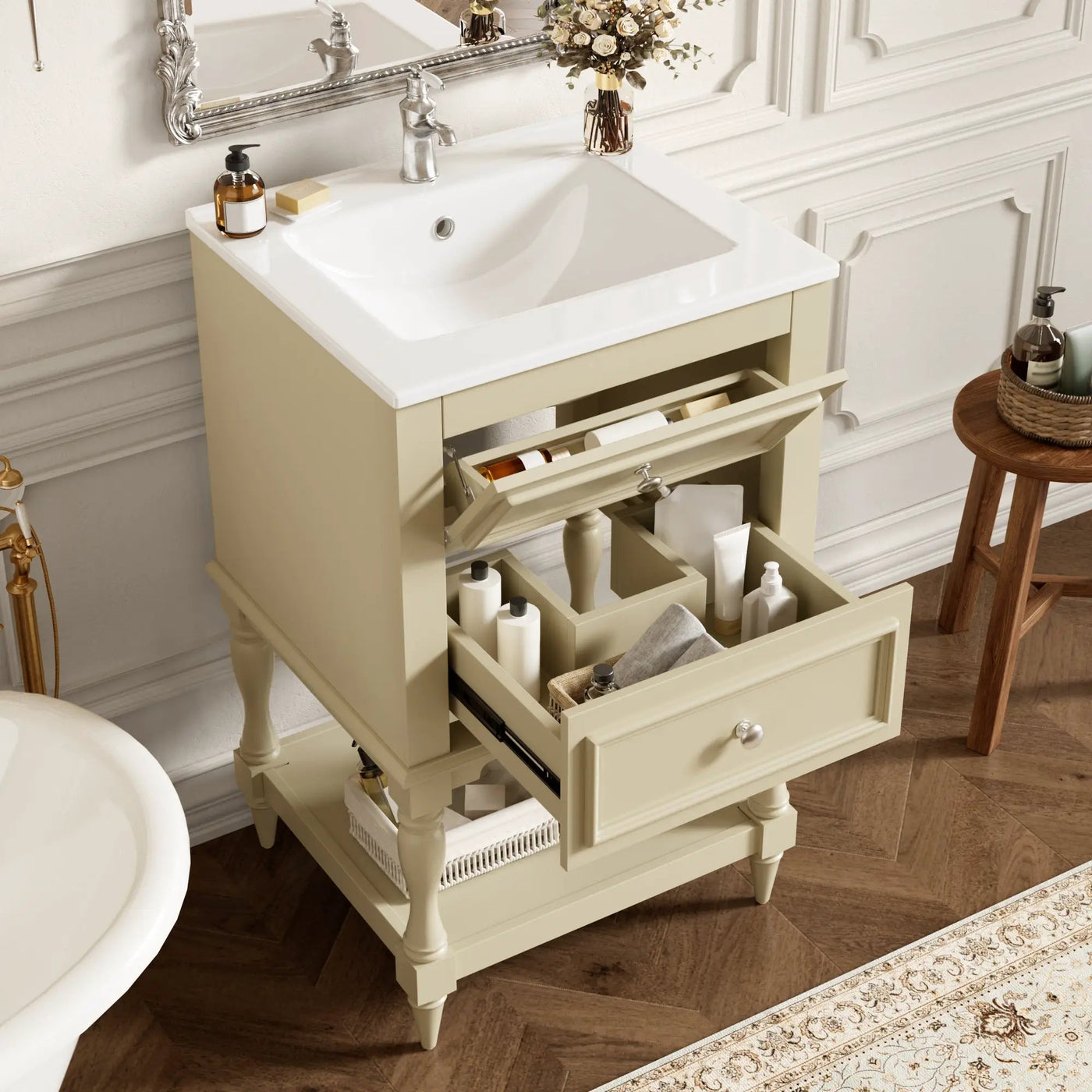 20'' Bathroom Vanity with Ceramic Sink and Storage Cabinet by HouseOfZazla