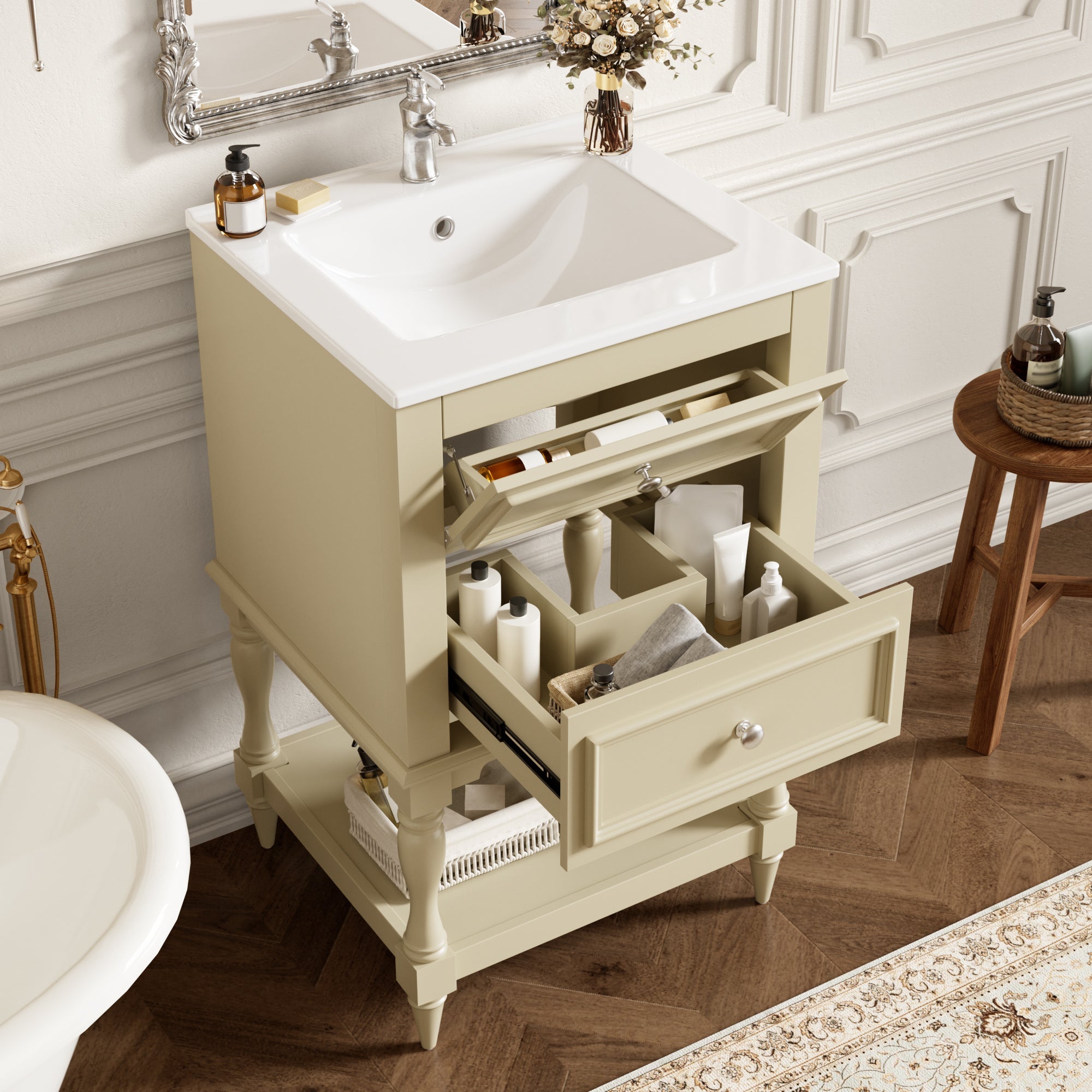 20'' Bathroom Vanity with Ceramic Sink and Storage Cabinet by HouseOfZazla