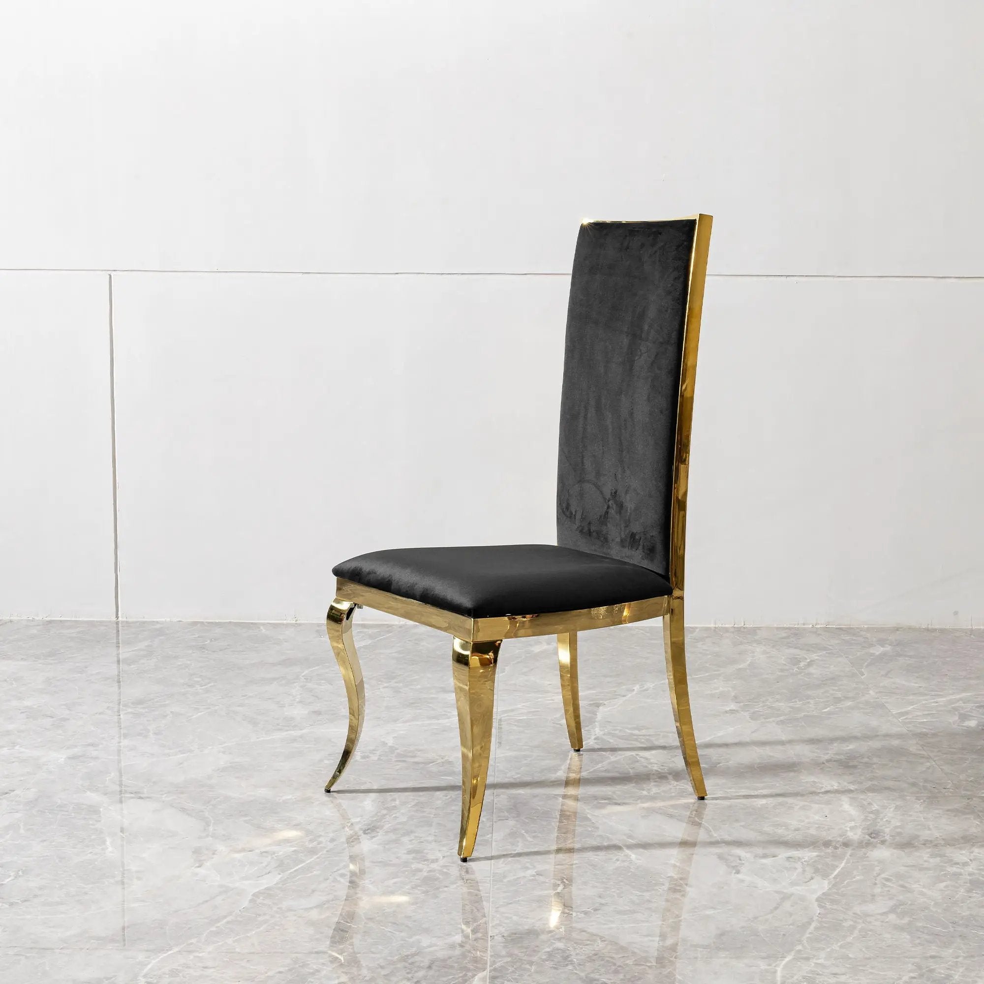 Dining Chair (Set of 2) With Unique Backrest Stainless Steel Legs - Gold by Unique Piece Furniture