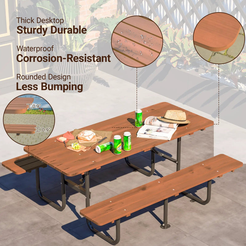 72" Rectangular Outdoor Picnic Table for 6 Person by HouseOfZazla