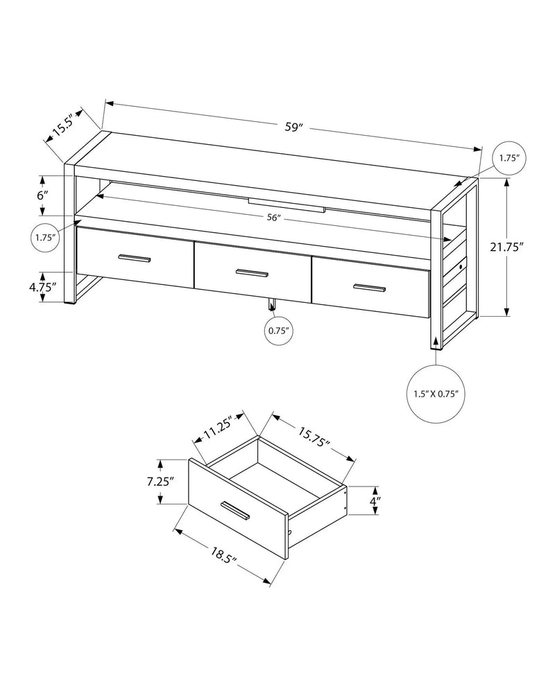 TV Stand, Console, Media Entertainment Center, Storage Solution Drawers - Black by Unique Piece Furniture